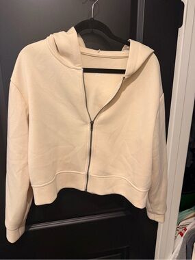 a new day Cream Zip Hoodie with Silver Zipper